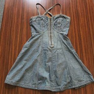 French Connection Denim Dress Bustier Zip Front